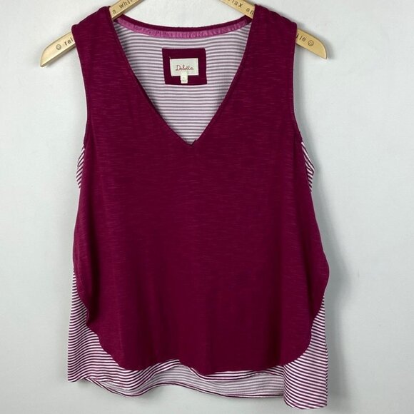 Anthropologie Deletta Weekdays Layered Tank Pink Red V-Neck Size Small Top Boho - Picture 8 of 10